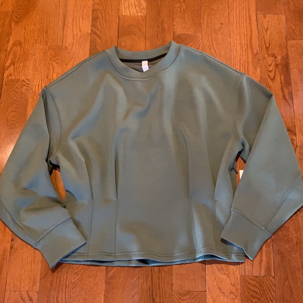 💚LULULEMON GATHERED WAIST CREW PULLOVER-GREEN TWILL-12💚 - Picture 4 of 16